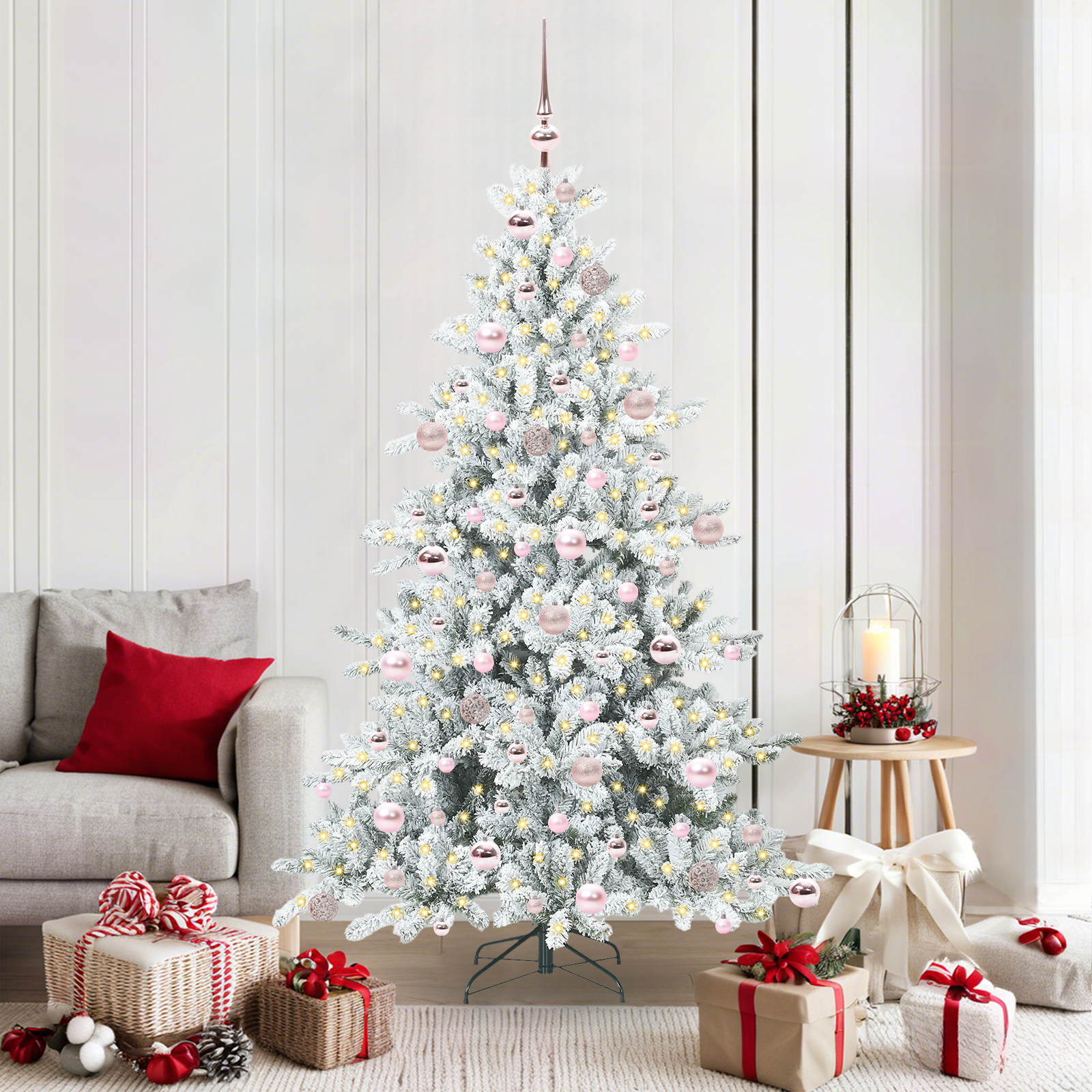 Mākslīgā saliekamā Ziemassvētku egle CRYSTAL PINE, ar 300 LED, 180 cm.