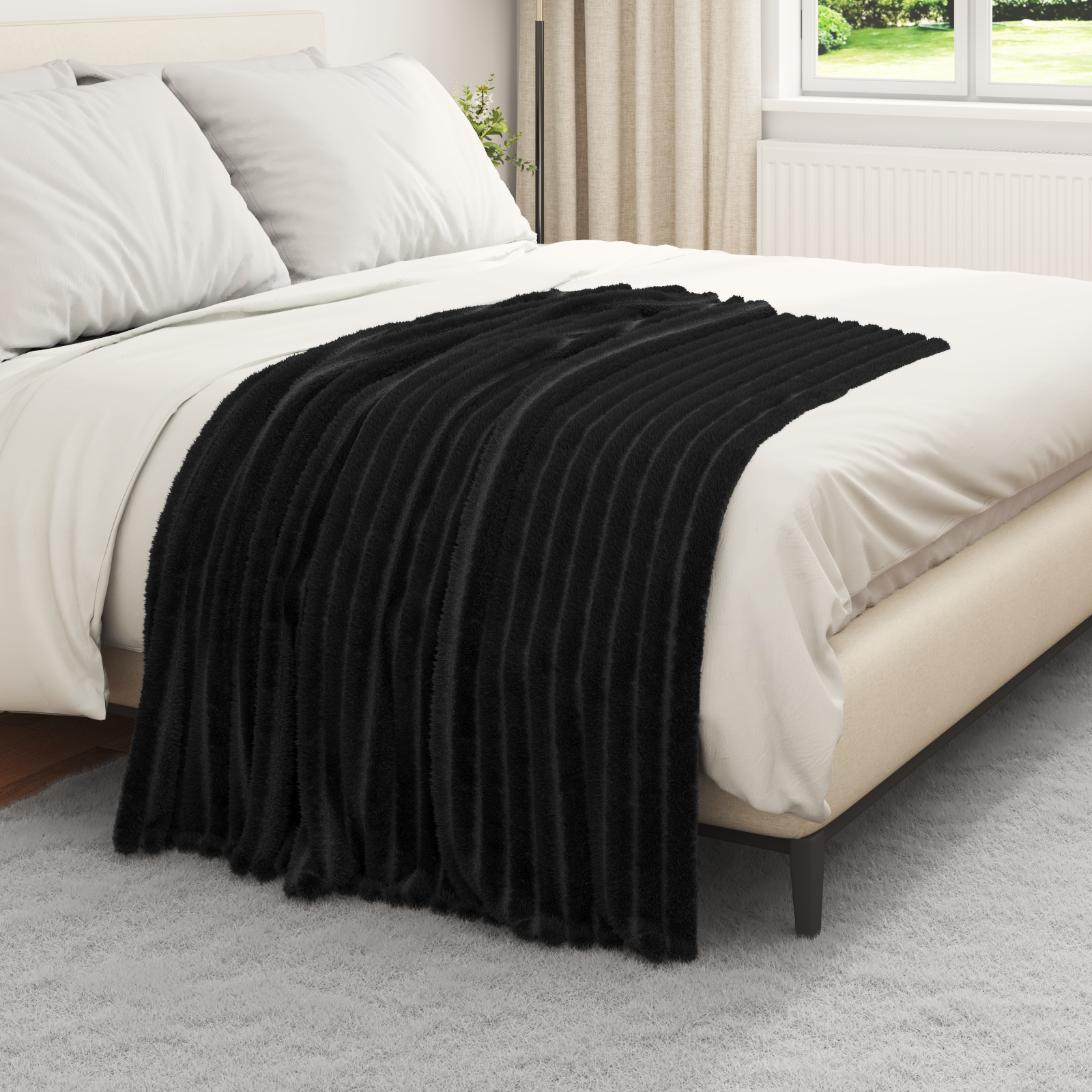 Throws 6 pcs Black 150 x 130 cm Fleece
