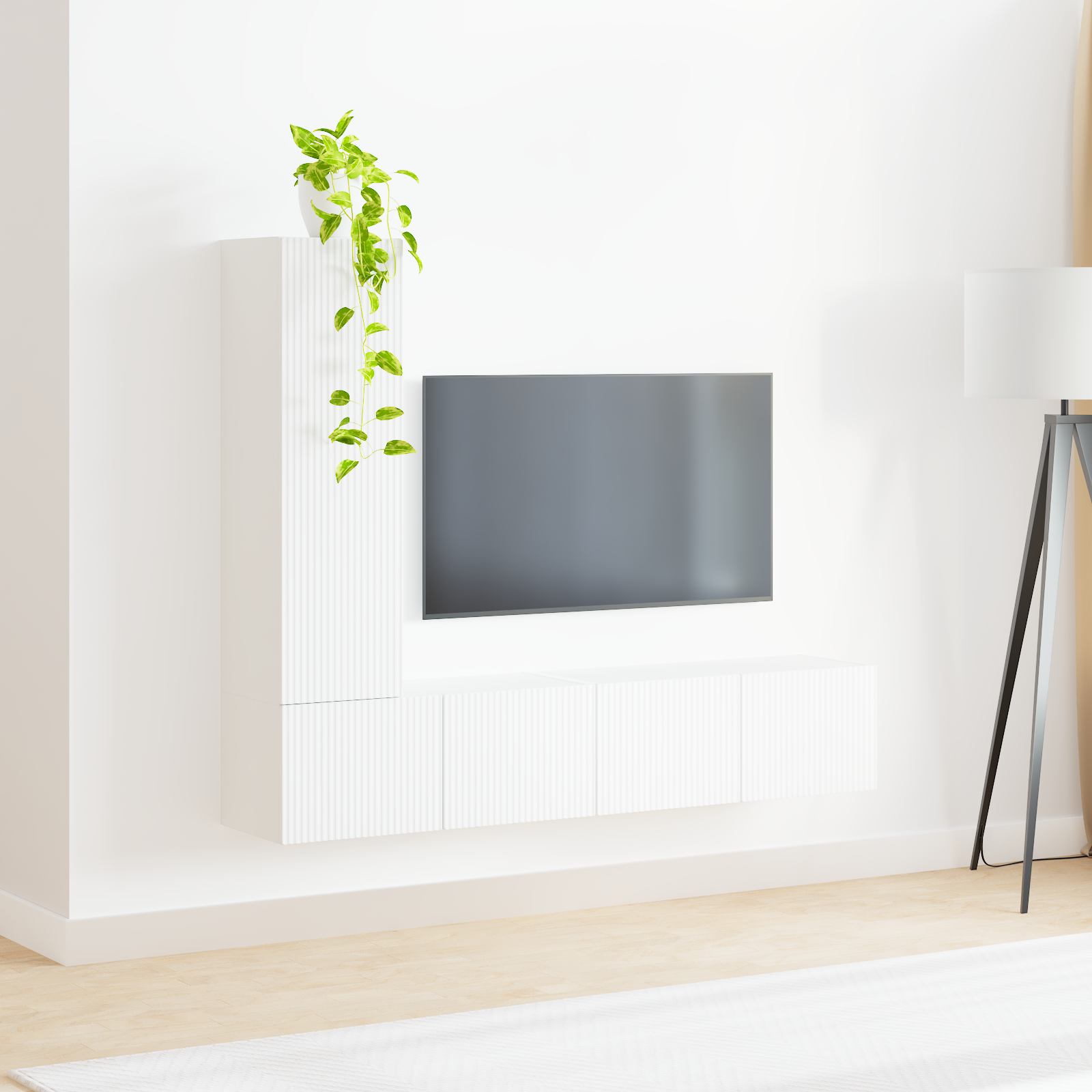 TV spintelių komplektas 2 pcs Balta Apdirbta mediena