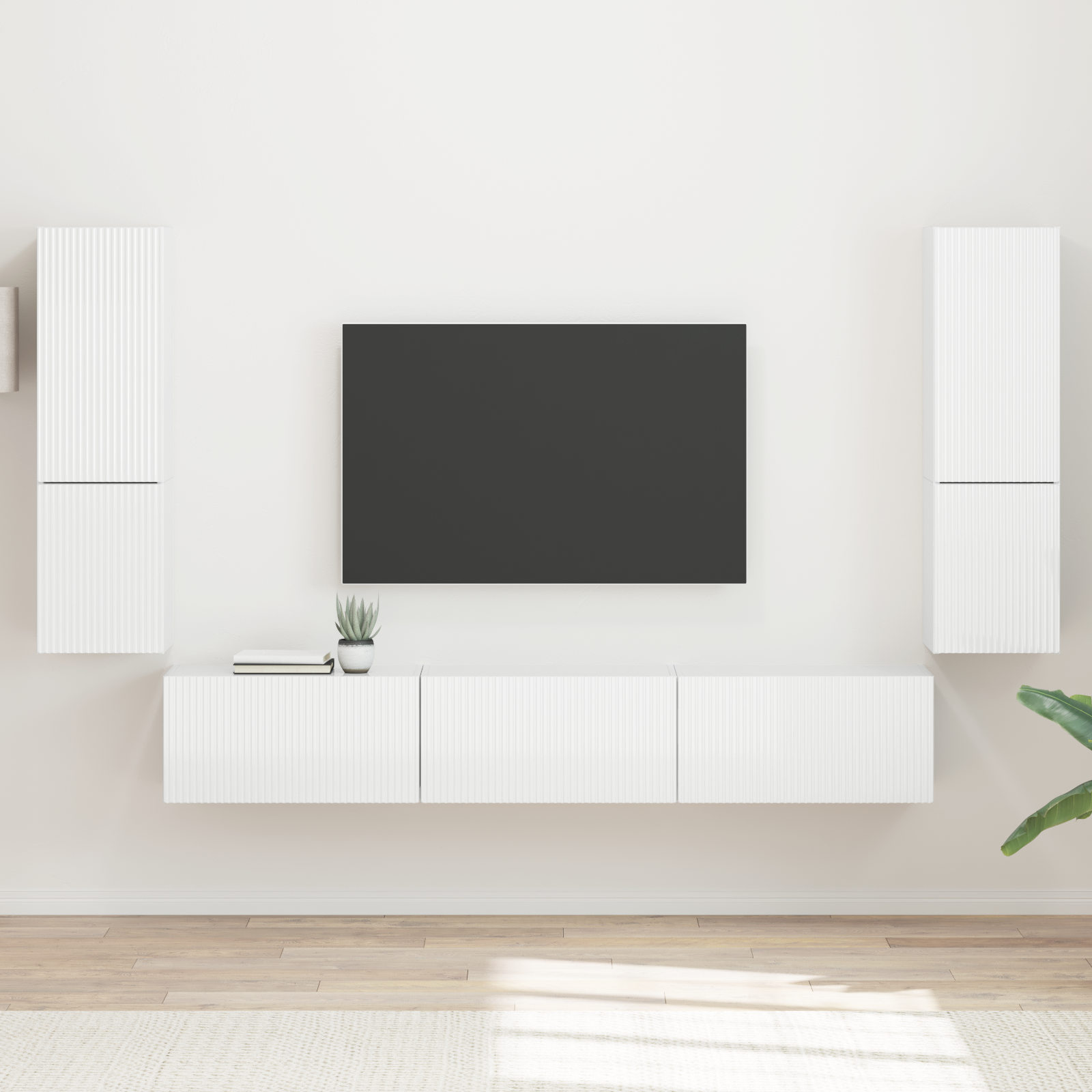 TV spintelių komplektas 4 pcs Aukštai blizganti balta