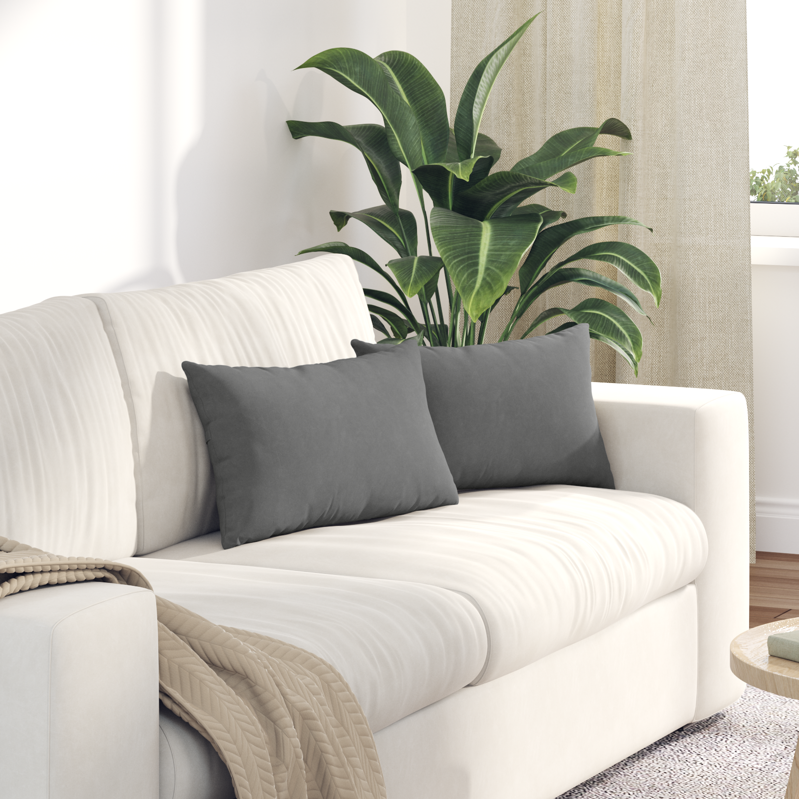 Sofa Pagalvės 2 pcs Tamsiai pilka 50 x 30 cm audinys