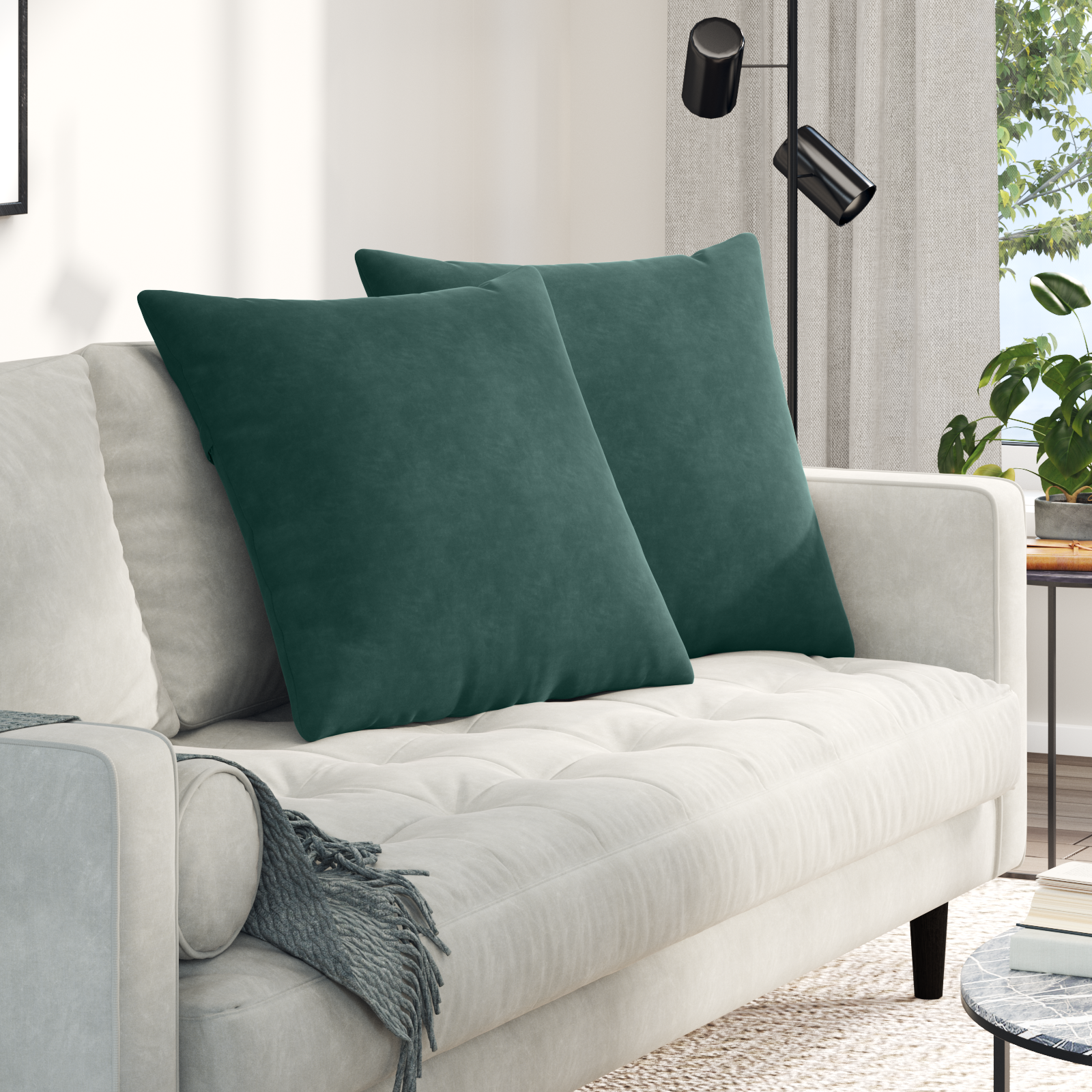 Sofa Pagalvės 2 pcs Tamsiai žalia 80 x 80 cm Kordūrinis audinys