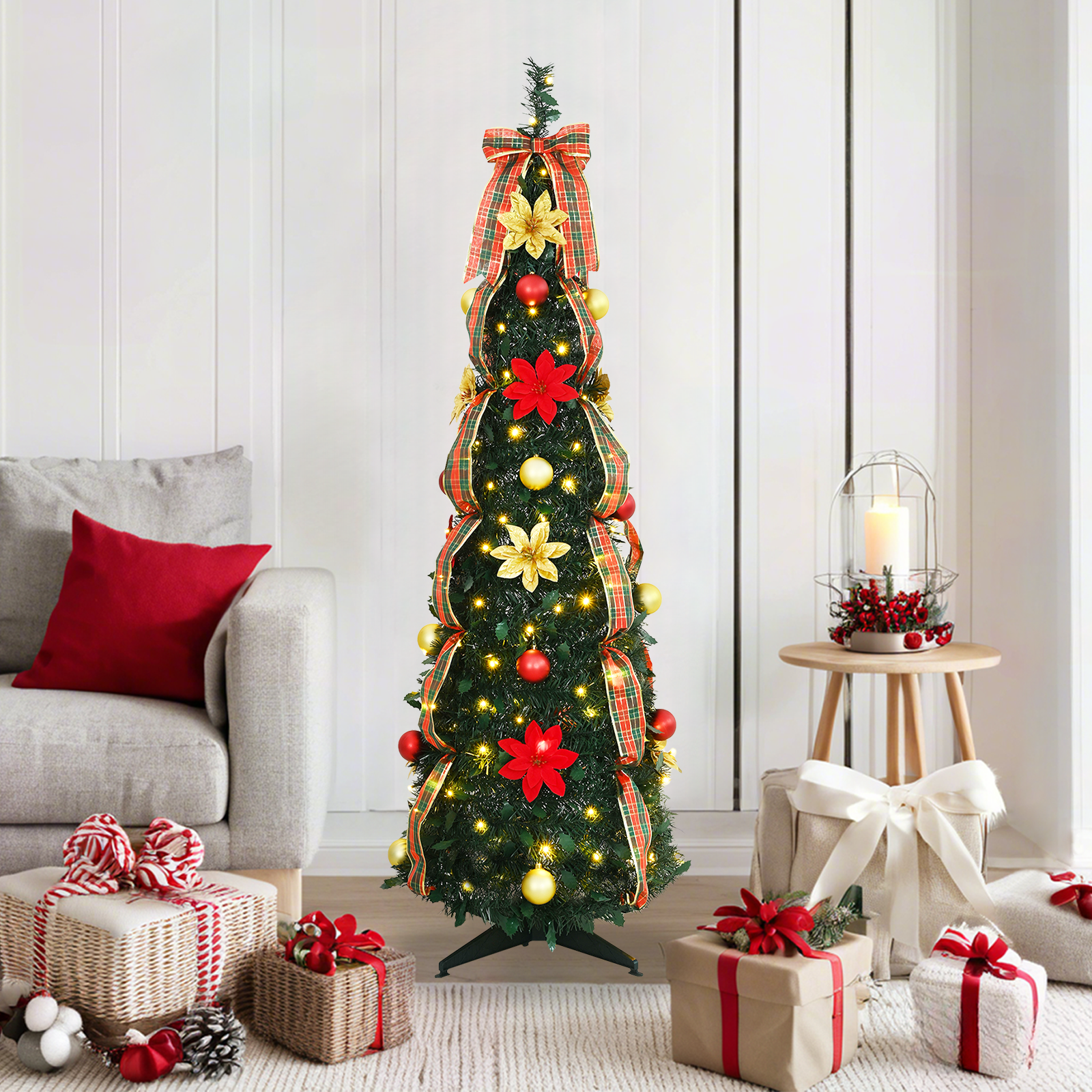 Dirbtinė Kalėdų eglutė CRYSTAL POLAR, su 100 LED stovu Žalia 150 cm.