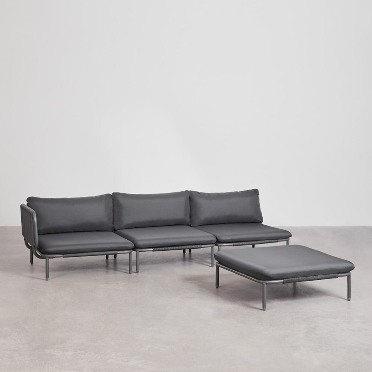 Corner sofa GRAFITO, four-seater system, graphite grey