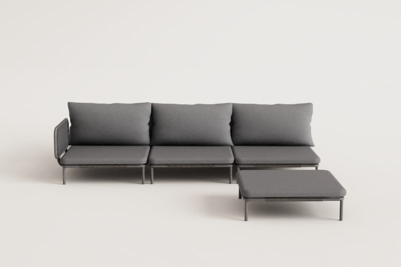 Corner sofa GRAFITO, four-seater system, graphite grey