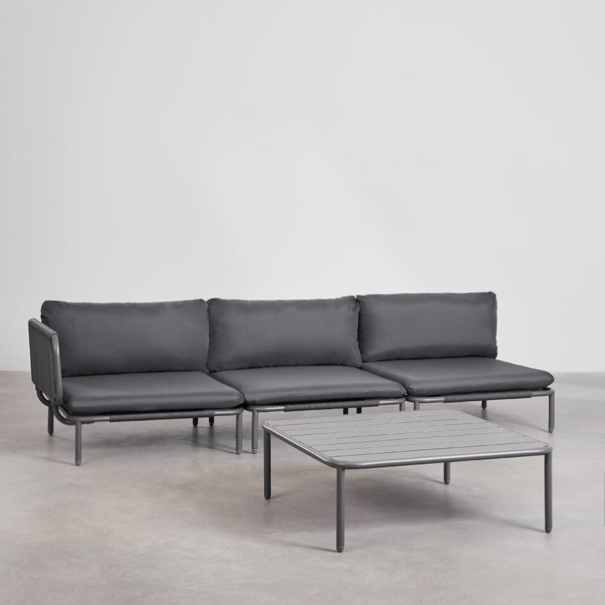 Corner sofa GRAFITO, three-piece system, graphite grey