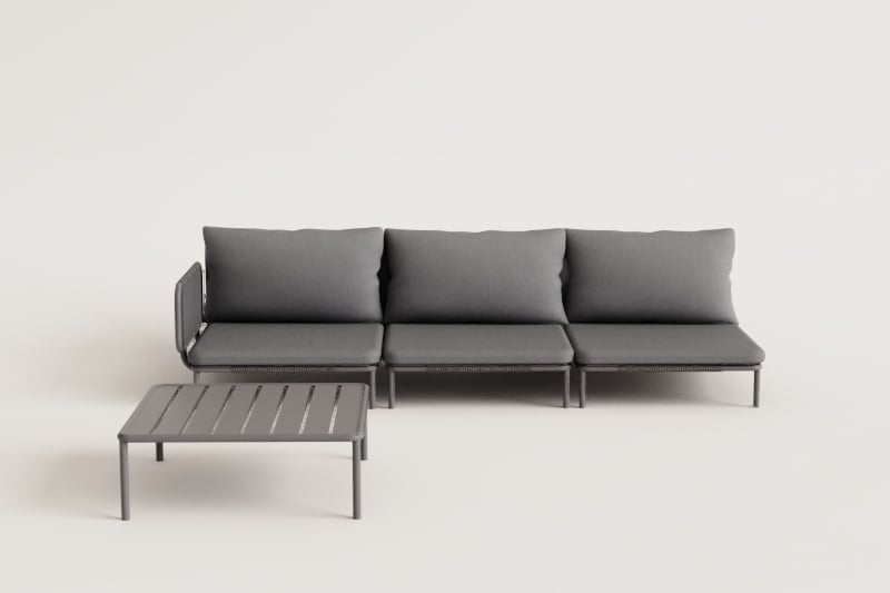 Corner sofa GRAFITO, three-piece system, graphite grey
