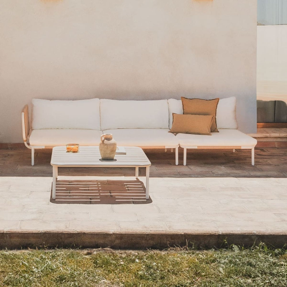 Kampinė sofa GRAFITO, trijų dalių sistema, migdolų bežinis