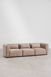 Modulinė sofa FOGLERA baltame fone, kupranugario spalvos velvetas šenilo