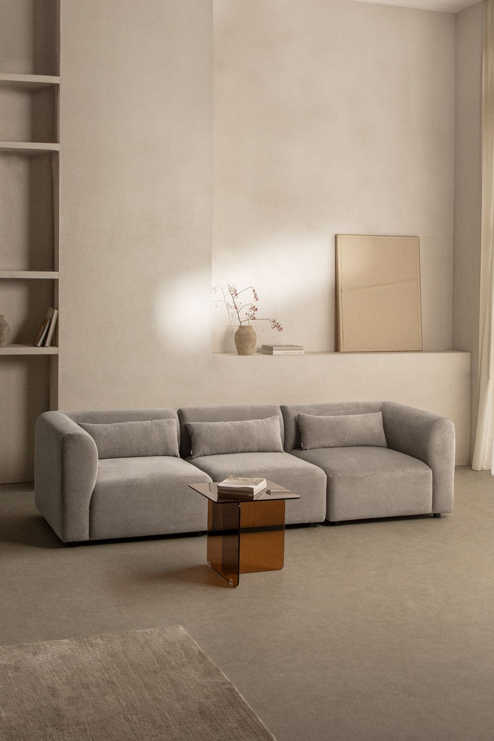 Modulinė sofa FOGLERA visu dydžiu, pilkas velvetas šenilo