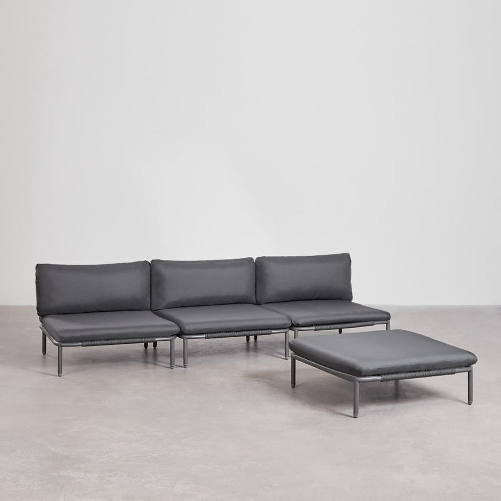 Outdoor sofa GRAFITO, three-piece system, graphite grey
