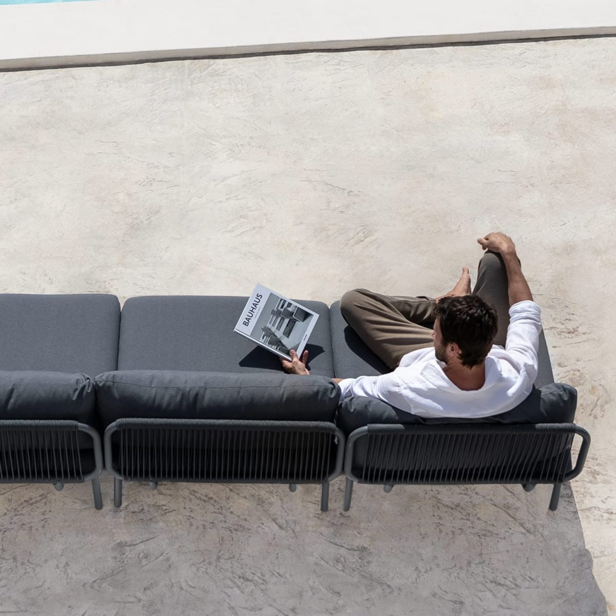 Outdoor sofa GRAFITO, three-piece modular, graphite grey