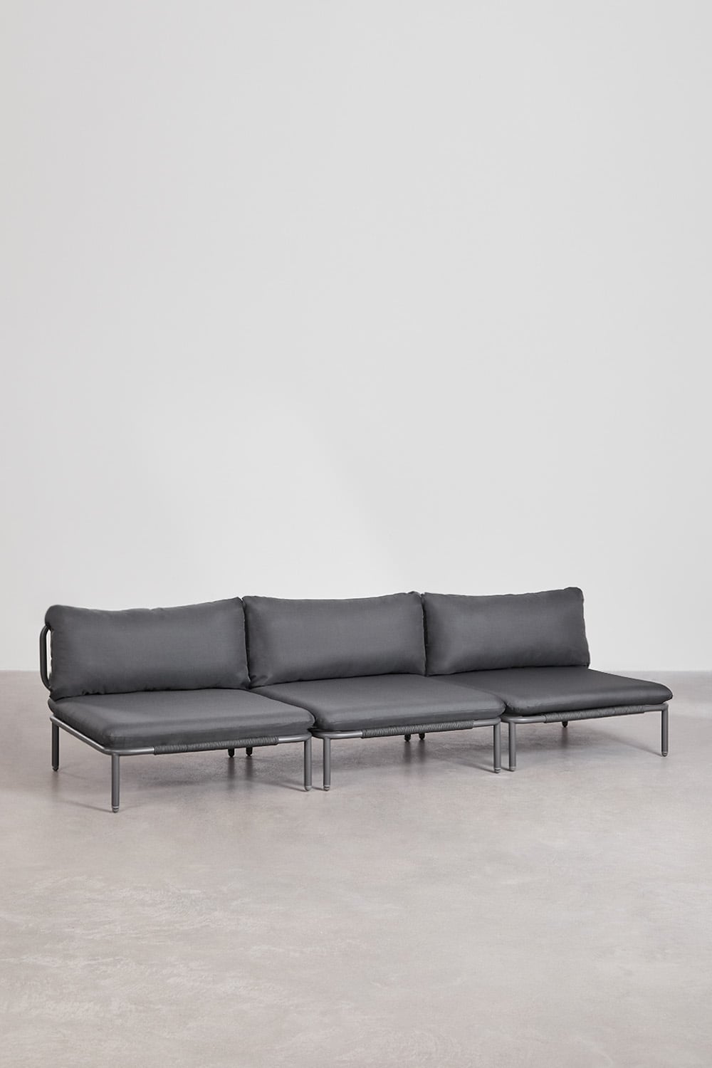 Outdoor sofa GRAFITO, three-piece modular, graphite grey