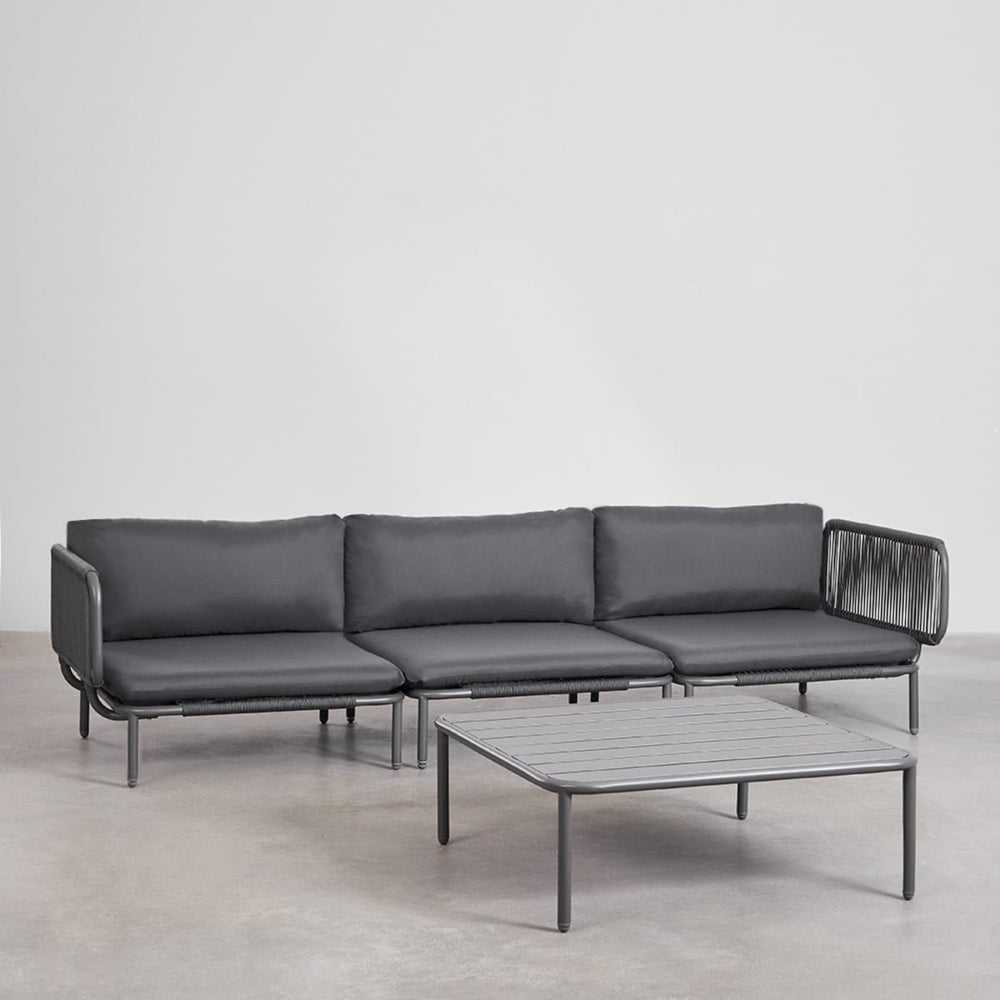 Outdoor sofa GRAPHITE, three-piece set, graphite grey