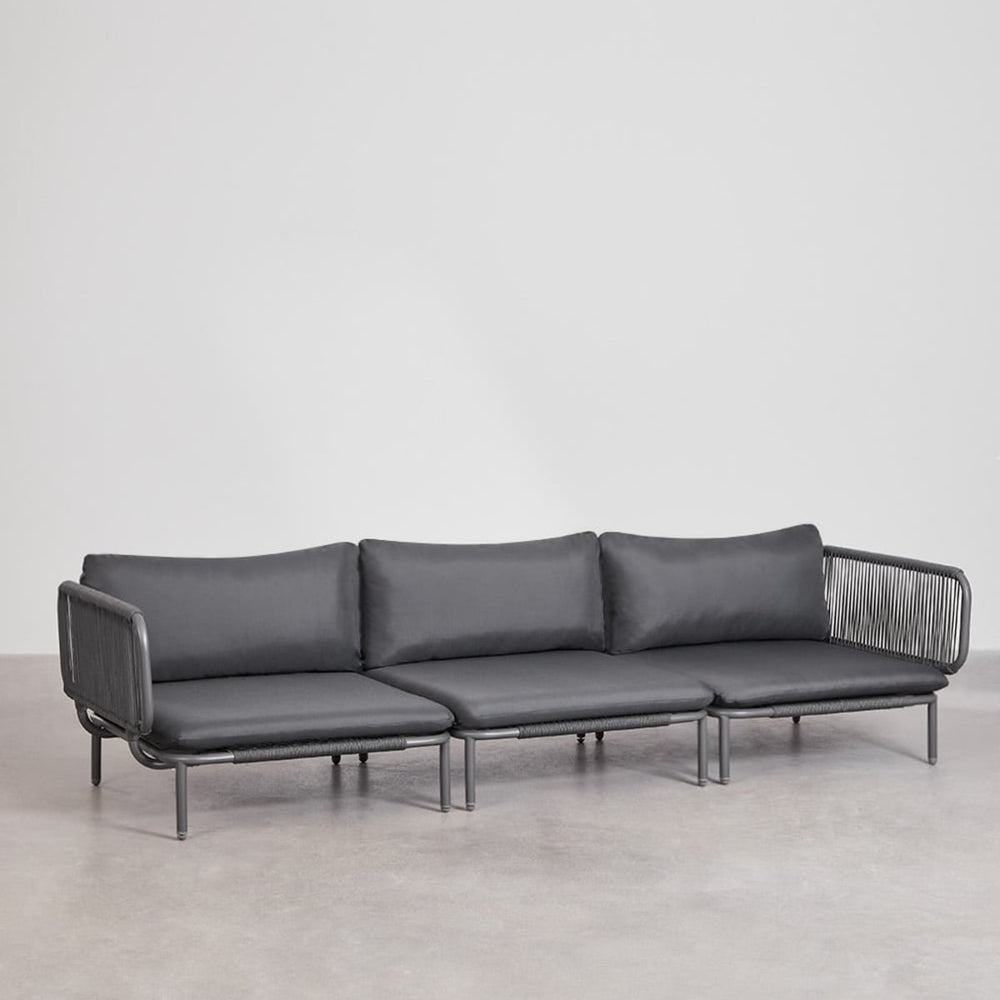 Outdoor sofa GRAFITO, three-piece set, graphite grey