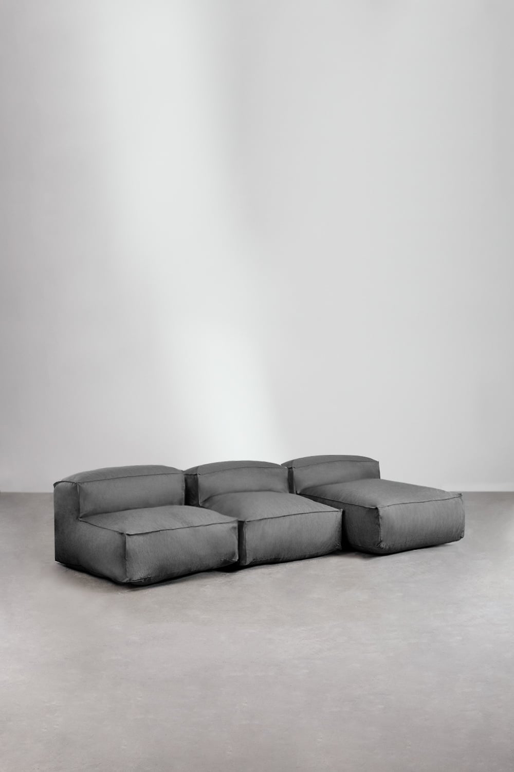 Modulinė lauko sofa VELVA, 3 dalys su šezlongu, granito pilka