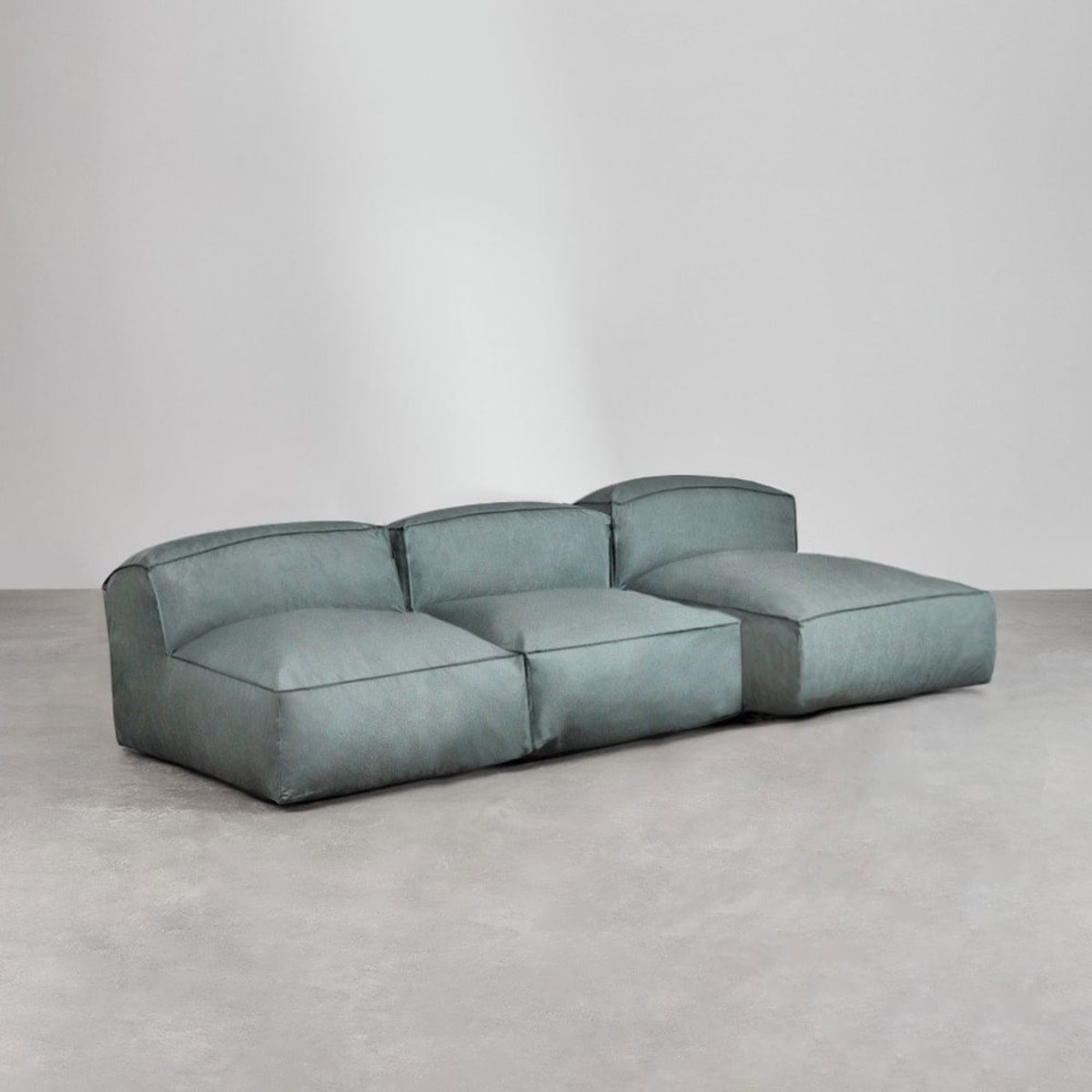 Modulinė lauko sofa VELVA, 3 dalys su šezlongu, žalia