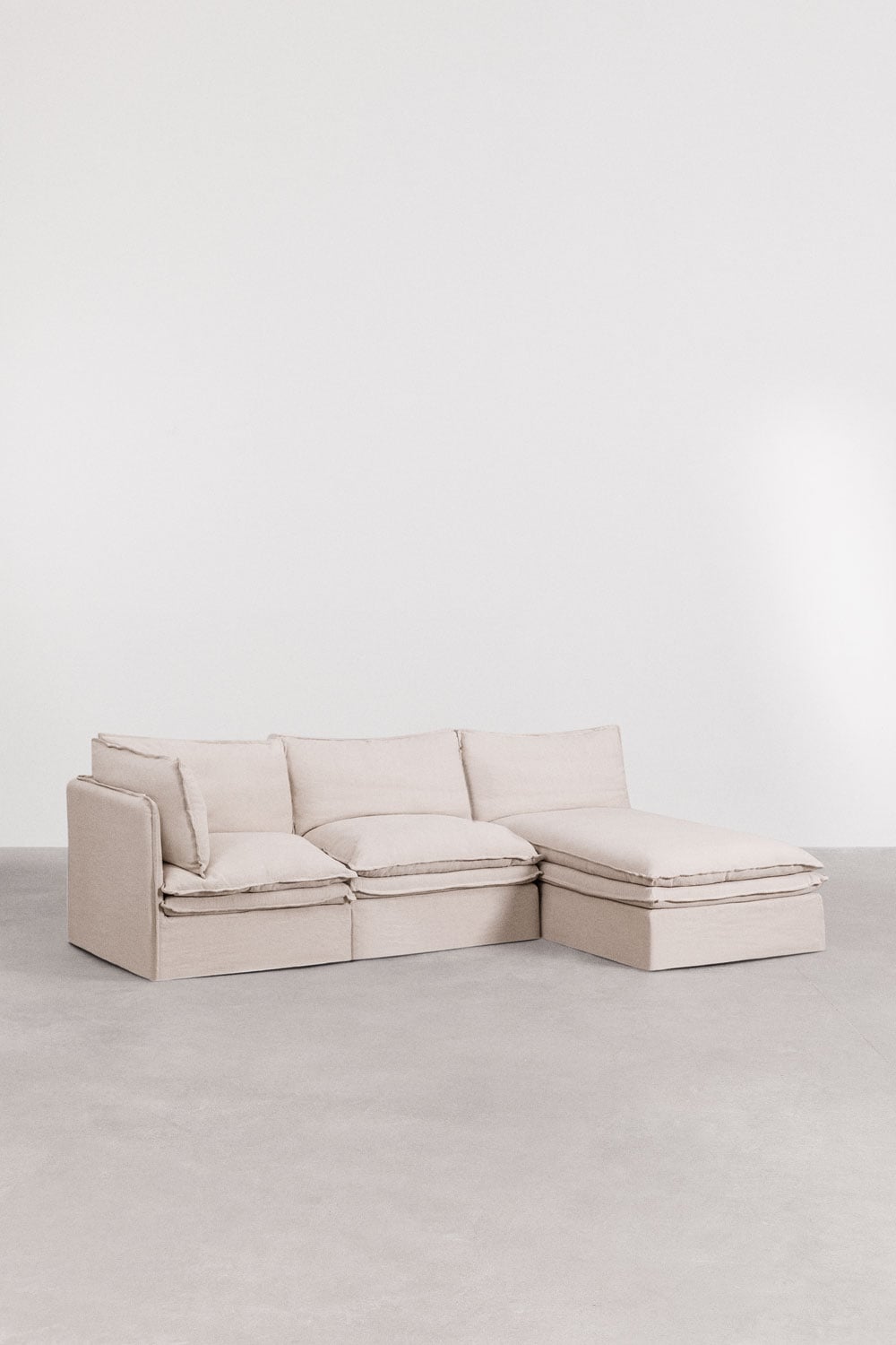 Modulinė sofa GREJSA baltame fone linas