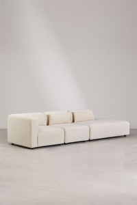 Modulinė sofa FOGLERA su dešiniuoju gultu, smėlio spalvos velvetas, 3 dalys