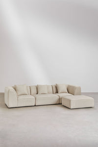 Bouclé audinio sofa su pufu CARDEA, 3 dalių komplektas | namuideja.lt | sofa