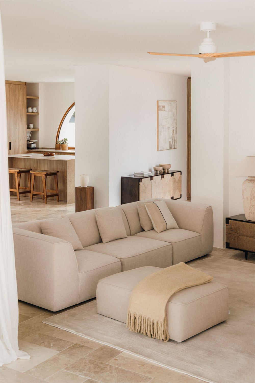 Modulinė sofa CARDEA, kreminė 3d