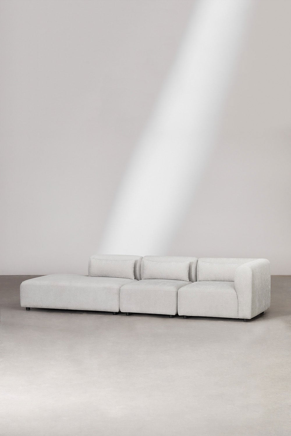 Kampinė sofa FOGLERA, šenilo, šviesiai pilka spalva