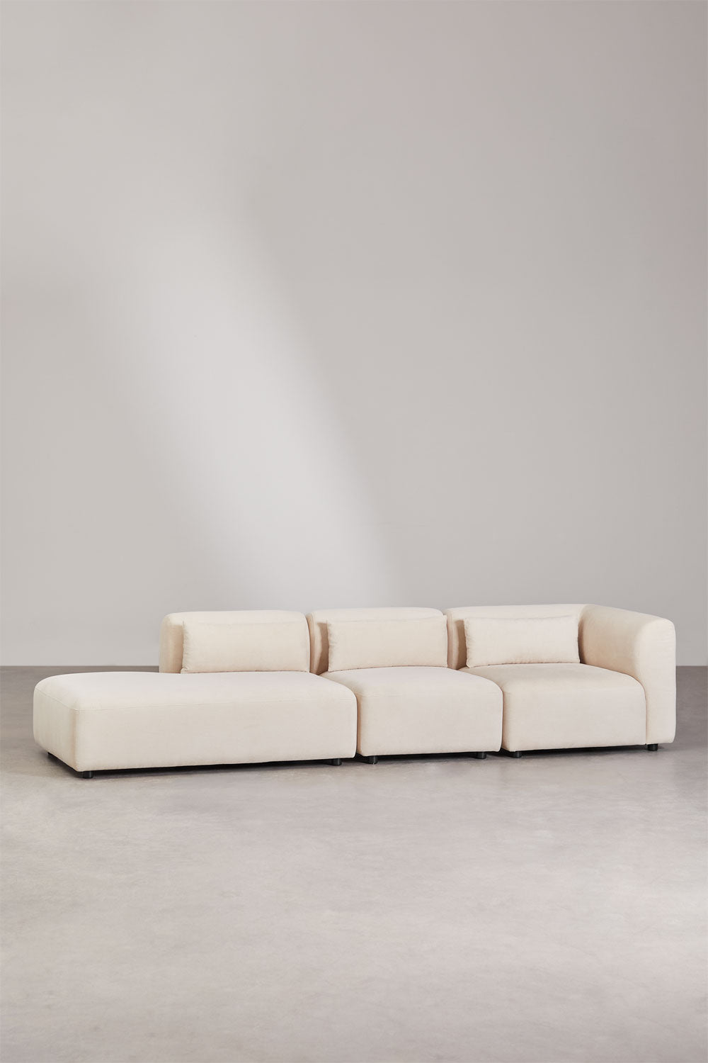 Kampinė sofa FOGLERA, smėlio linas, 320x97