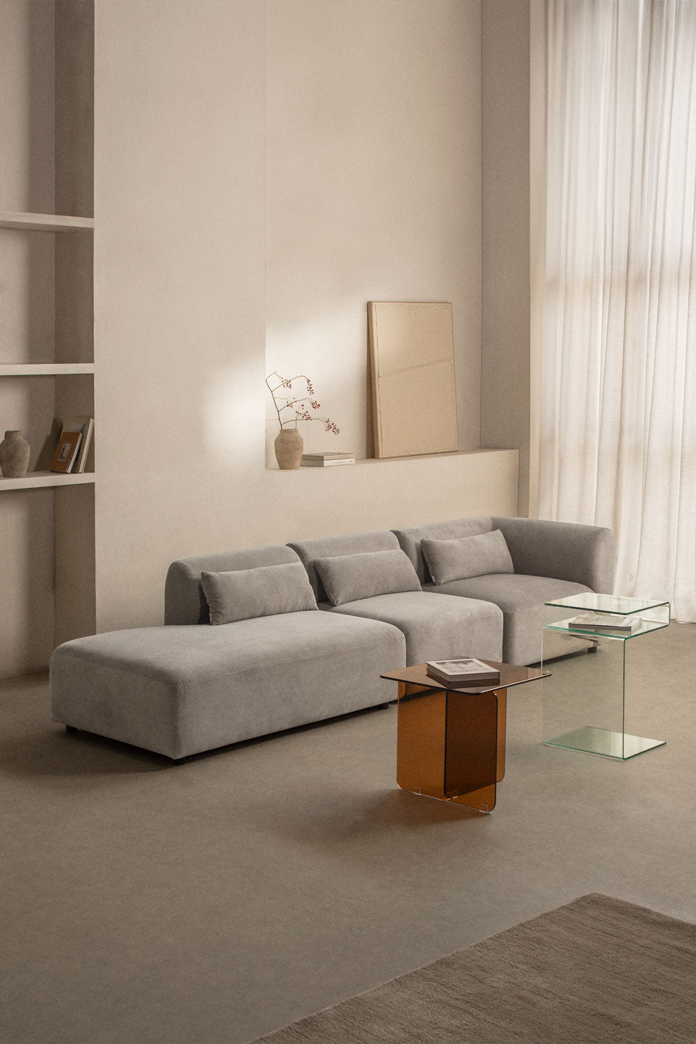 Kampinė sofa FOGLERA, pilka, 320x97