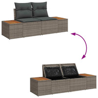 3 dalių sodo sofa komplektas su pagalvėmis pilka poli ratanas akacija - Namų Idėja