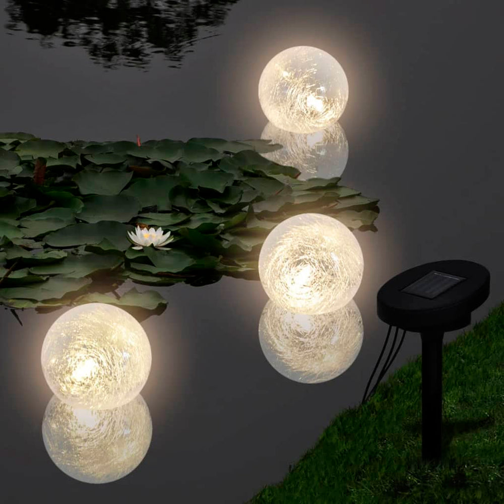 3 LED Tvenkinio Šviestuvai Plaukiojantys Burbulai su Saulės Elementais - Namų Idėja