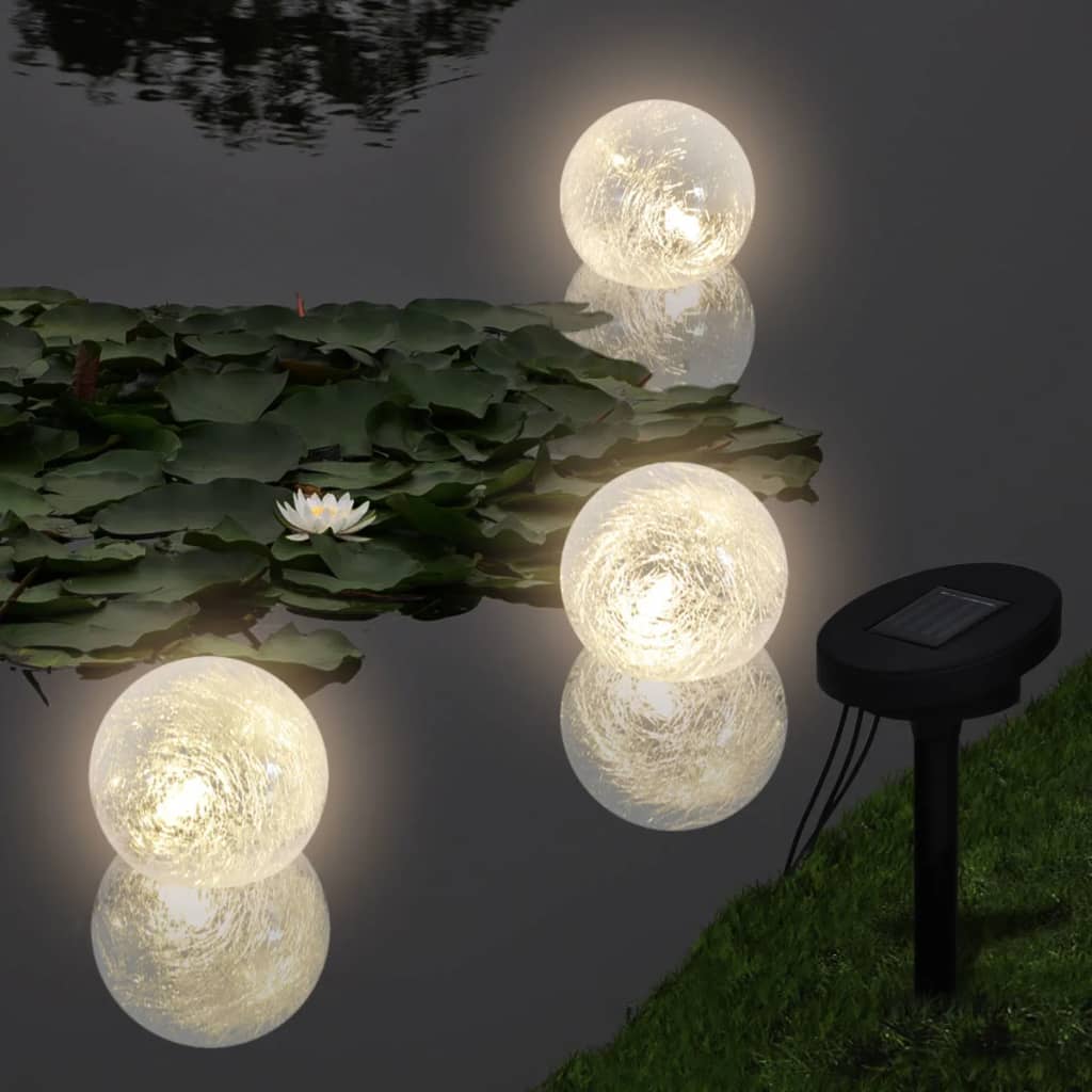 3 LED Tvenkinio Šviestuvai Plaukiojantys Burbulai su Saulės Elementais - Namų Idėja