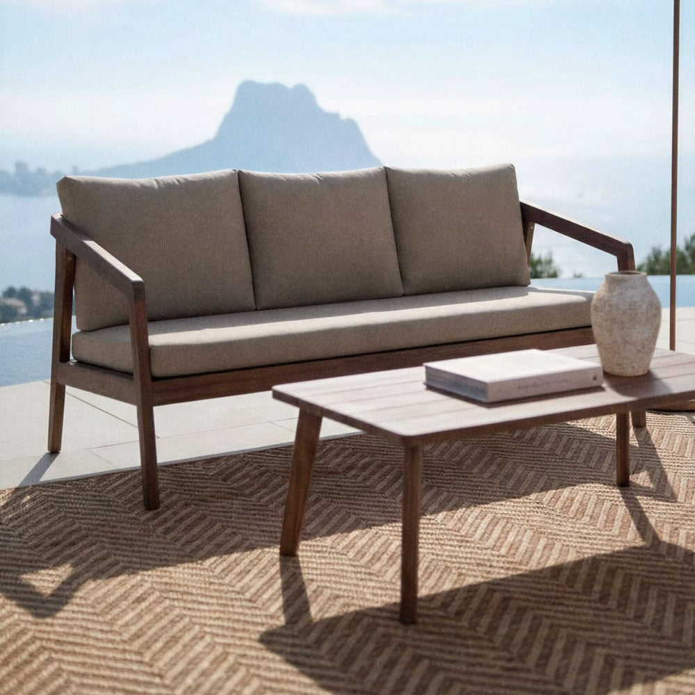 VIRVO three-seater sofa, dark acacia brown