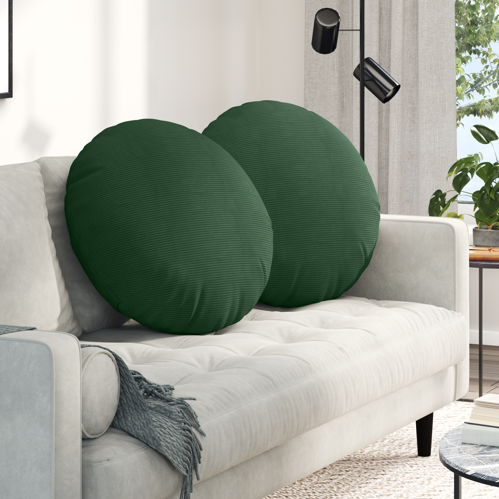 Sėdynių pagalvėlės 2 pcs Tamsiai žalia Ø 60 cm