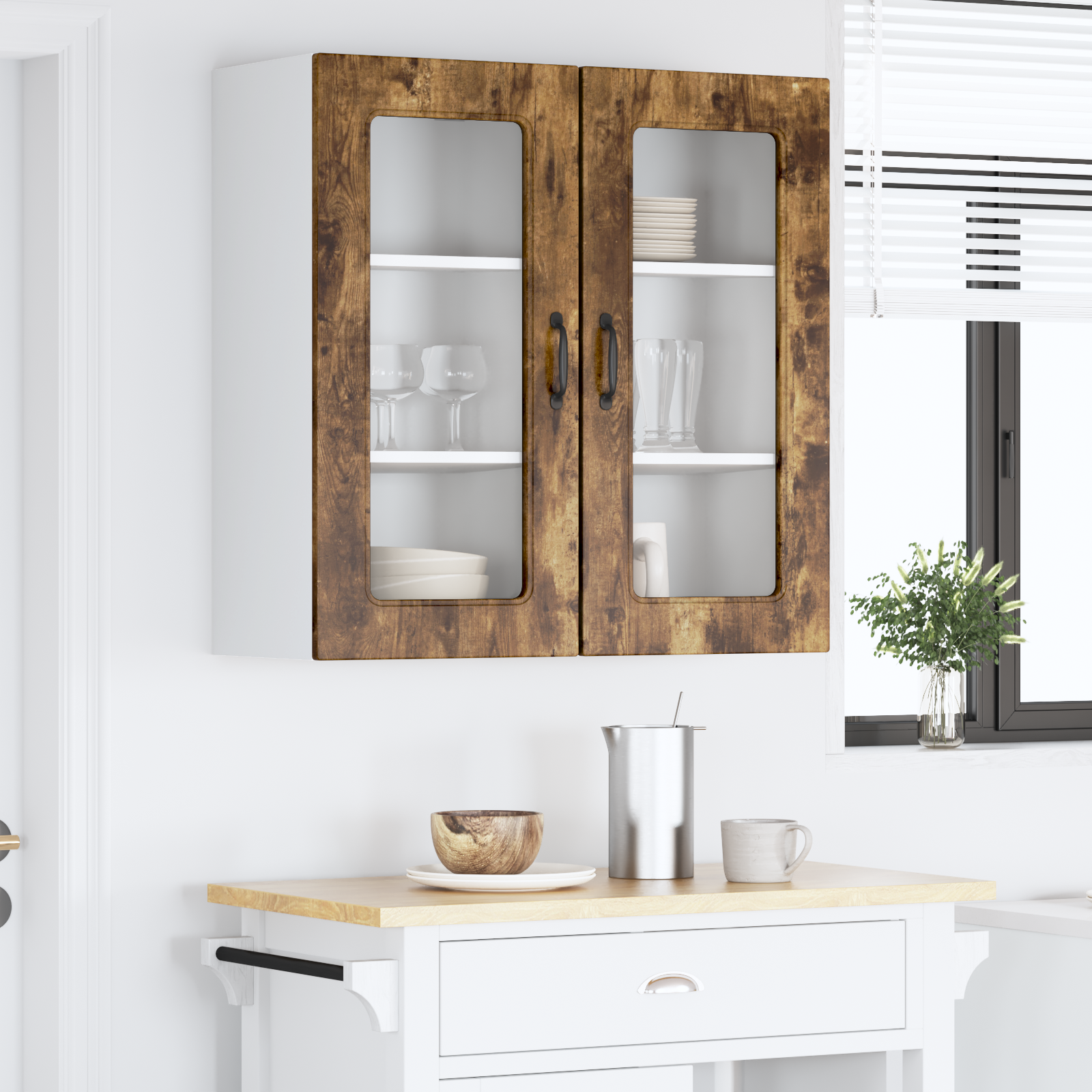 Virtuvės sieninė spintelė 2 pcs Rūkyta ąžuolas 40 x 31 x 80 cm