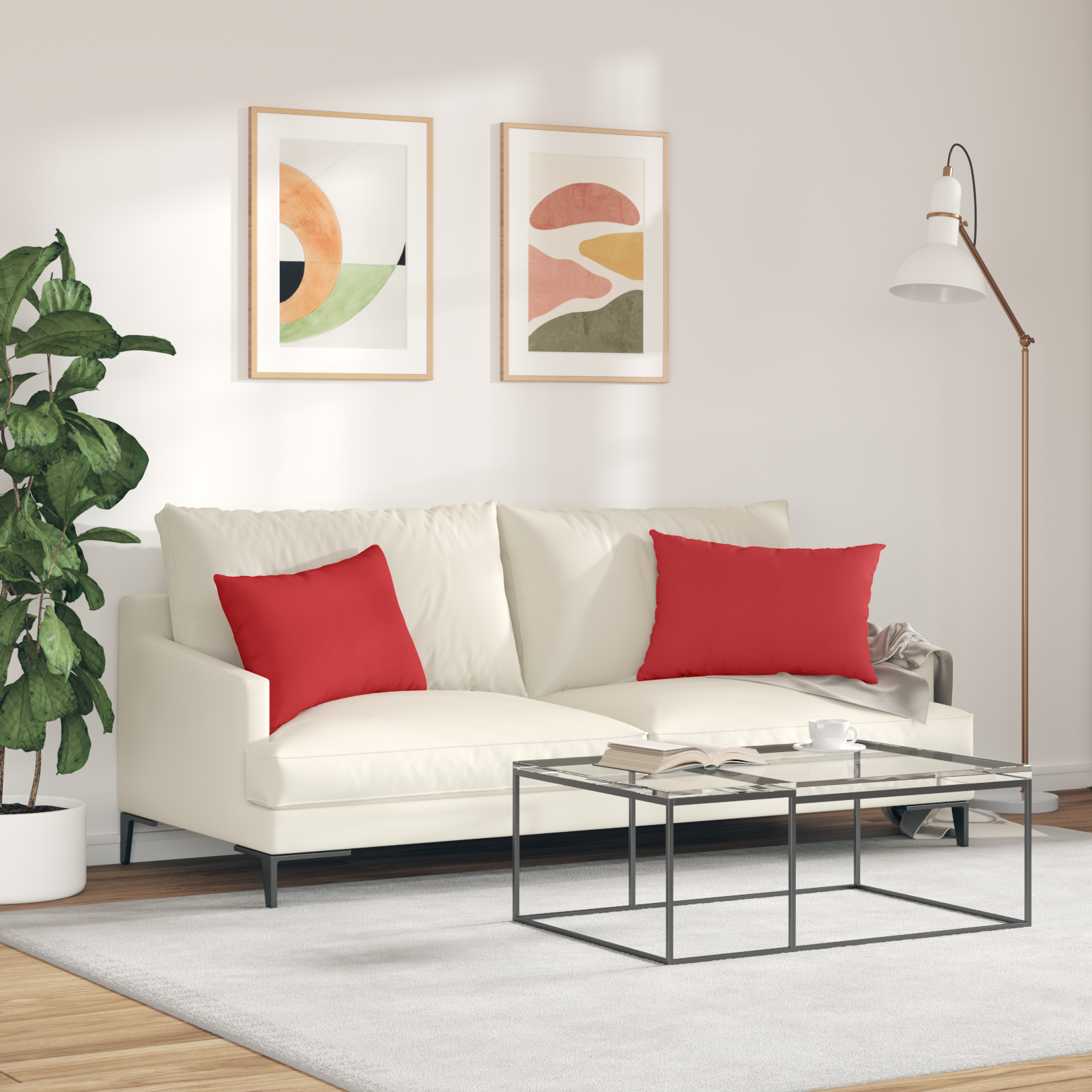 Sofa Pagalvės 2 pcs Raudona 60 x 40 cm audinys