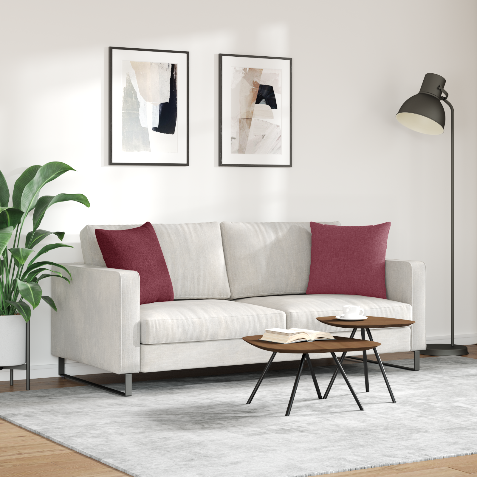 Sofa Pagalvės 2 pcs Vyno raudona 45 x 45 cm audinys