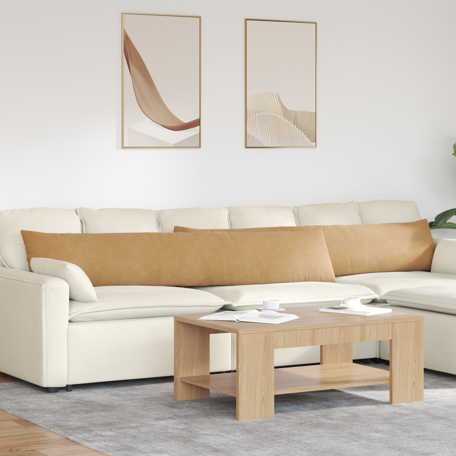 Dīvāna Spilveni 2 gab Brūni 200 x 40 cm Kordurojs