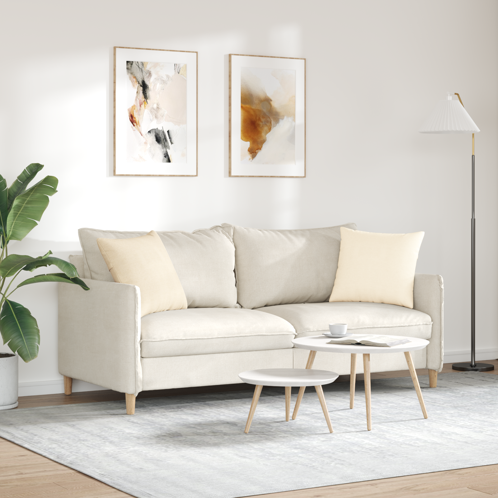 Sofa Pagalvės 2 pcs Kreminė 45 x 45 cm Kordūrinis audinys
