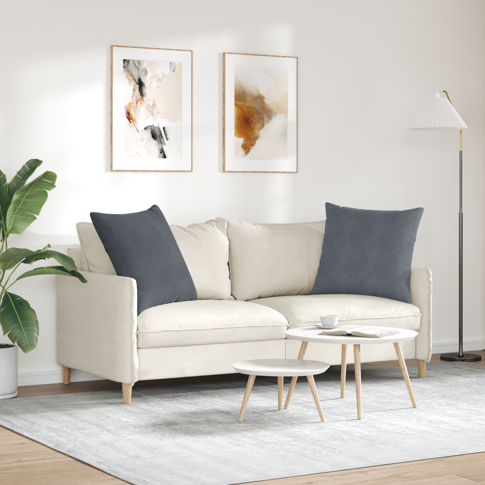 Sofa Pagalvės 2 pcs Tamsiai pilka 60 x 60 cm Kordūrinis audinys