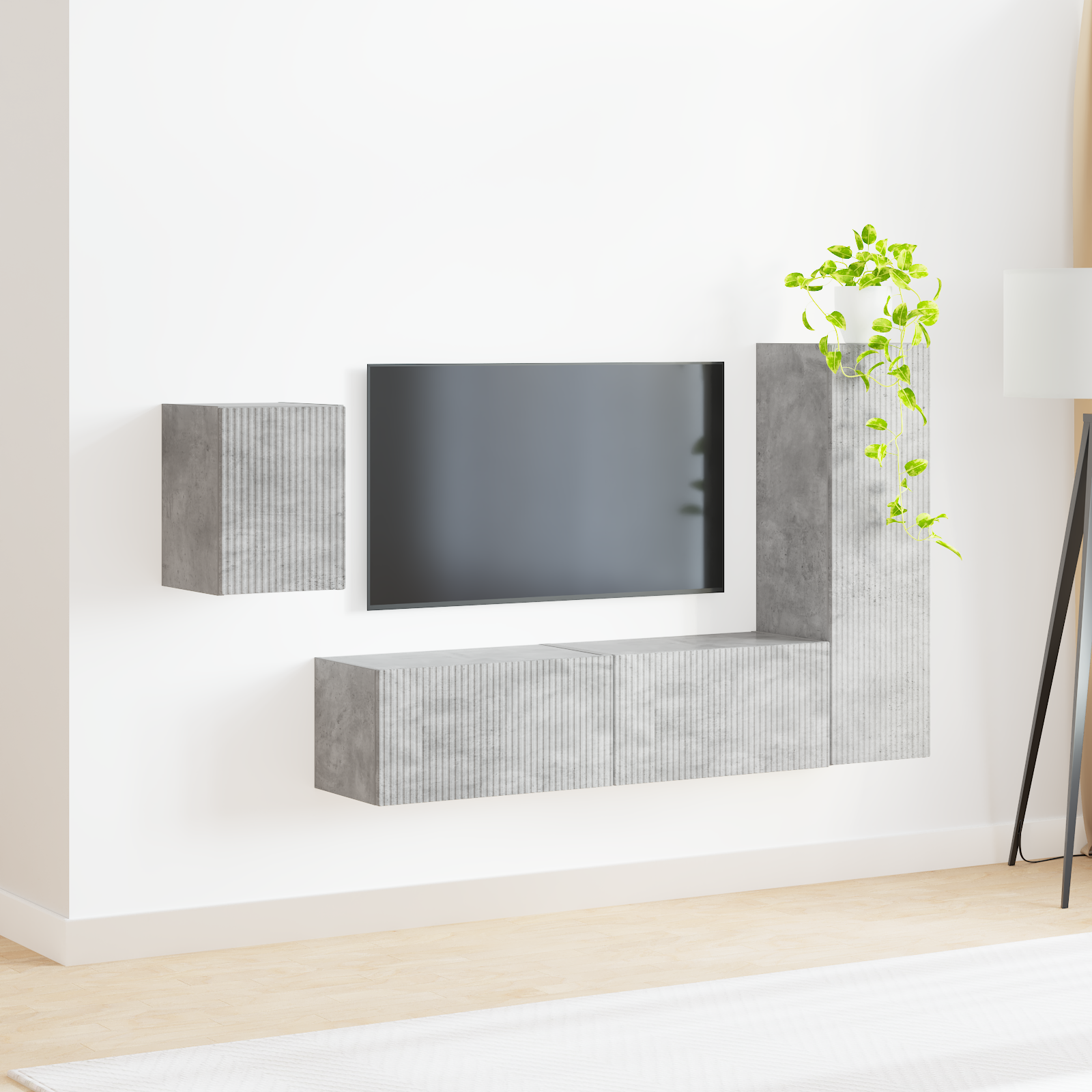 TV spintelių komplektas 4 pcs Betono pilka Apdirbta mediena
