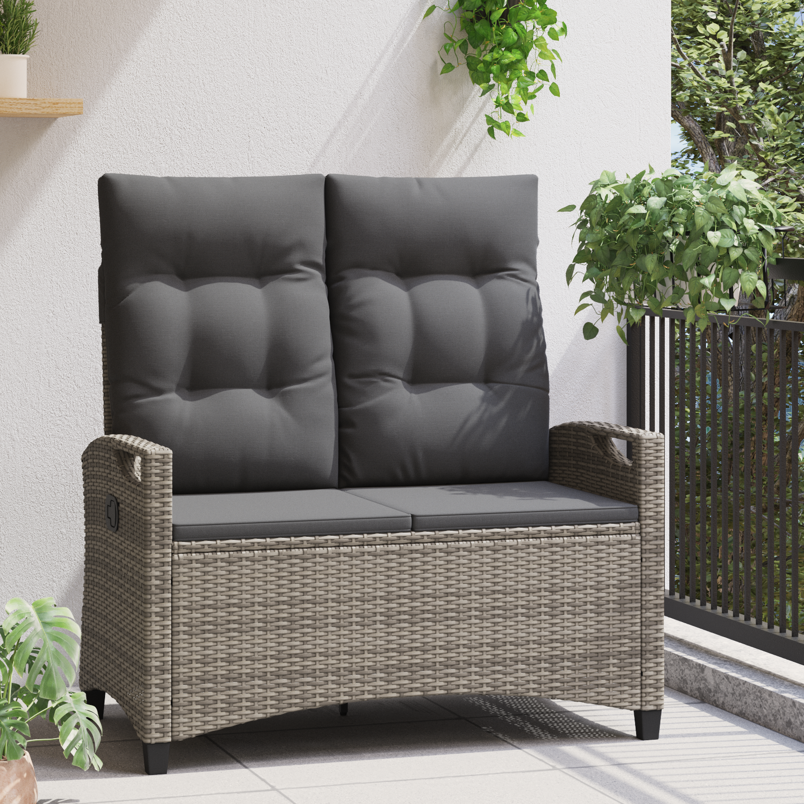 Sodo suolas su pagalve Pilka ir tamsiai pilka 105 x 60 x 112 cm
