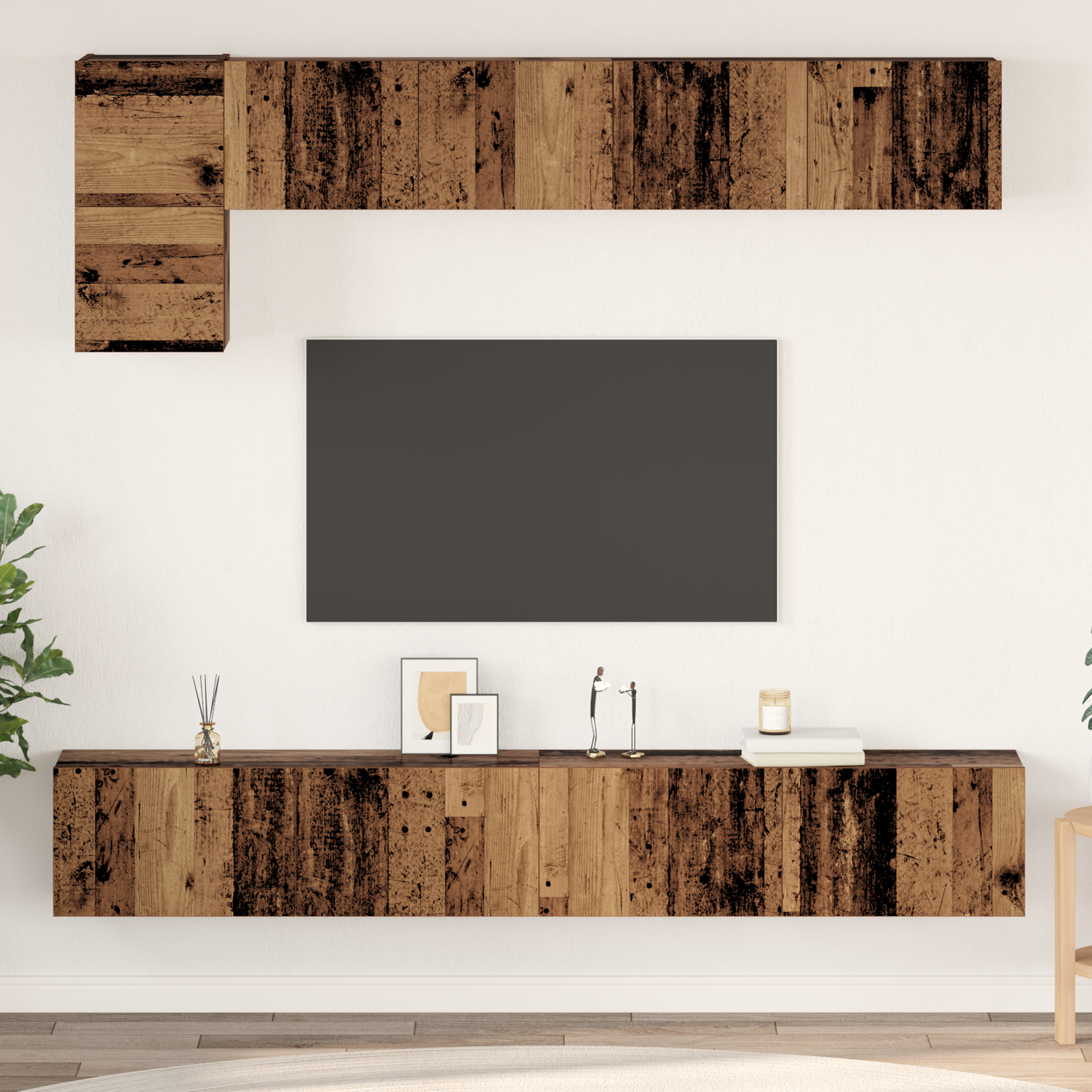 TV spintelių komplektas su lentyna 5 pcs Sena mediena