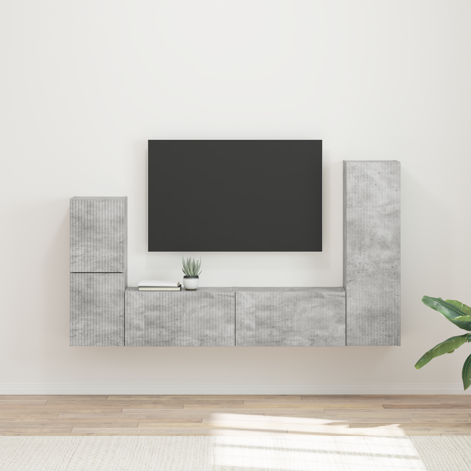 TV spintelių komplektas 4 pcs Betono pilka Apdirbta mediena