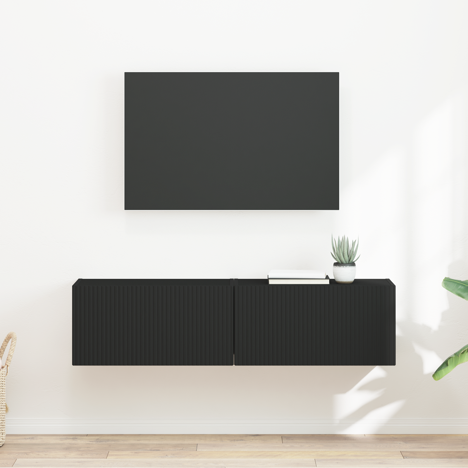 TV sieninė spintelė 2 pcs Juoda 60 x 31 x 29,5 cm