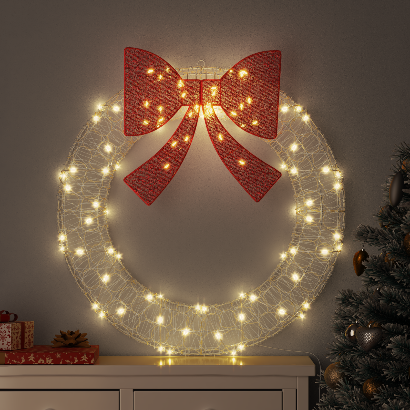 Vainikas su 80 LED Šilta balta 90 cm Akrilas