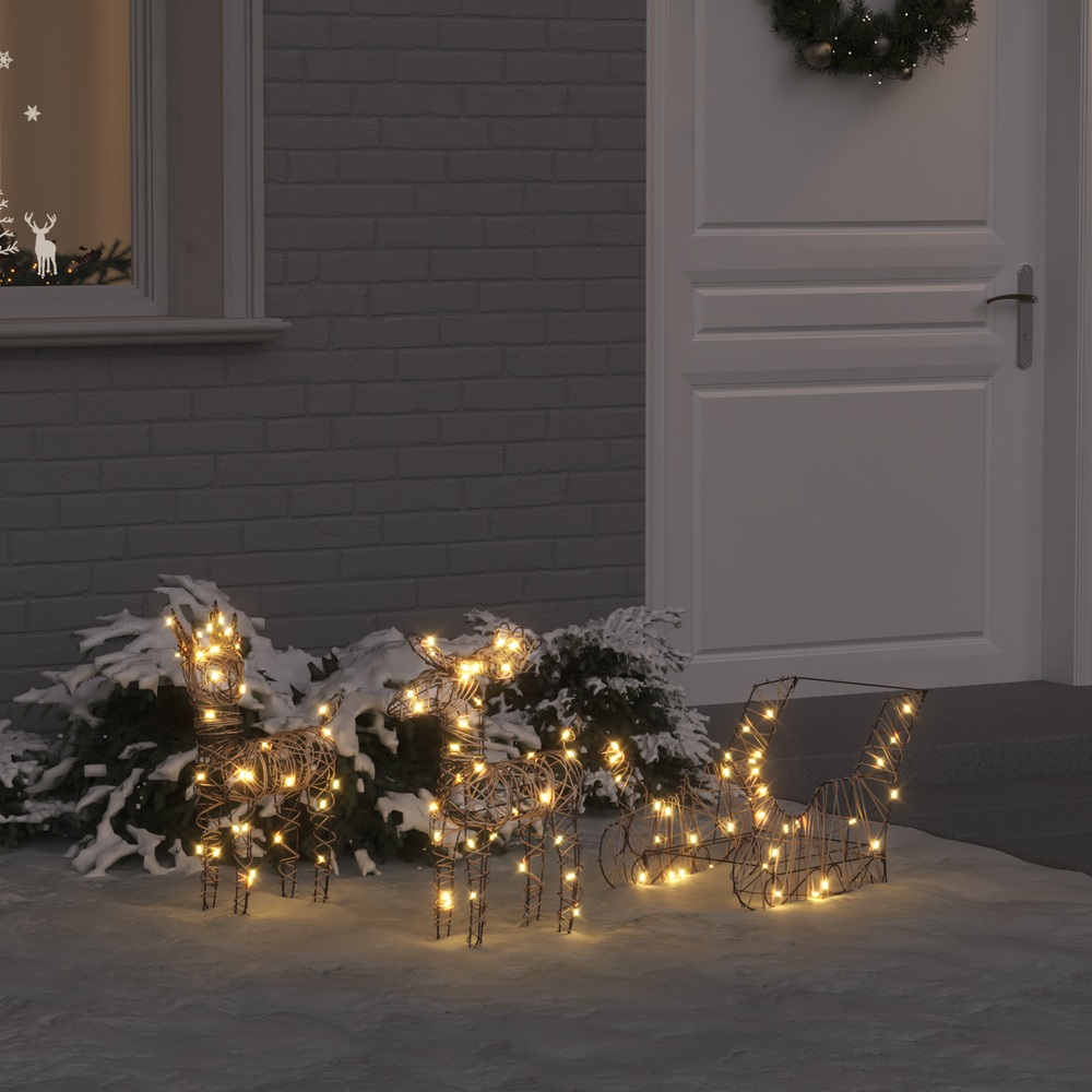 Reindeer Sleigh Warm white 52.5 x 28 x 32.5 cm Rattan