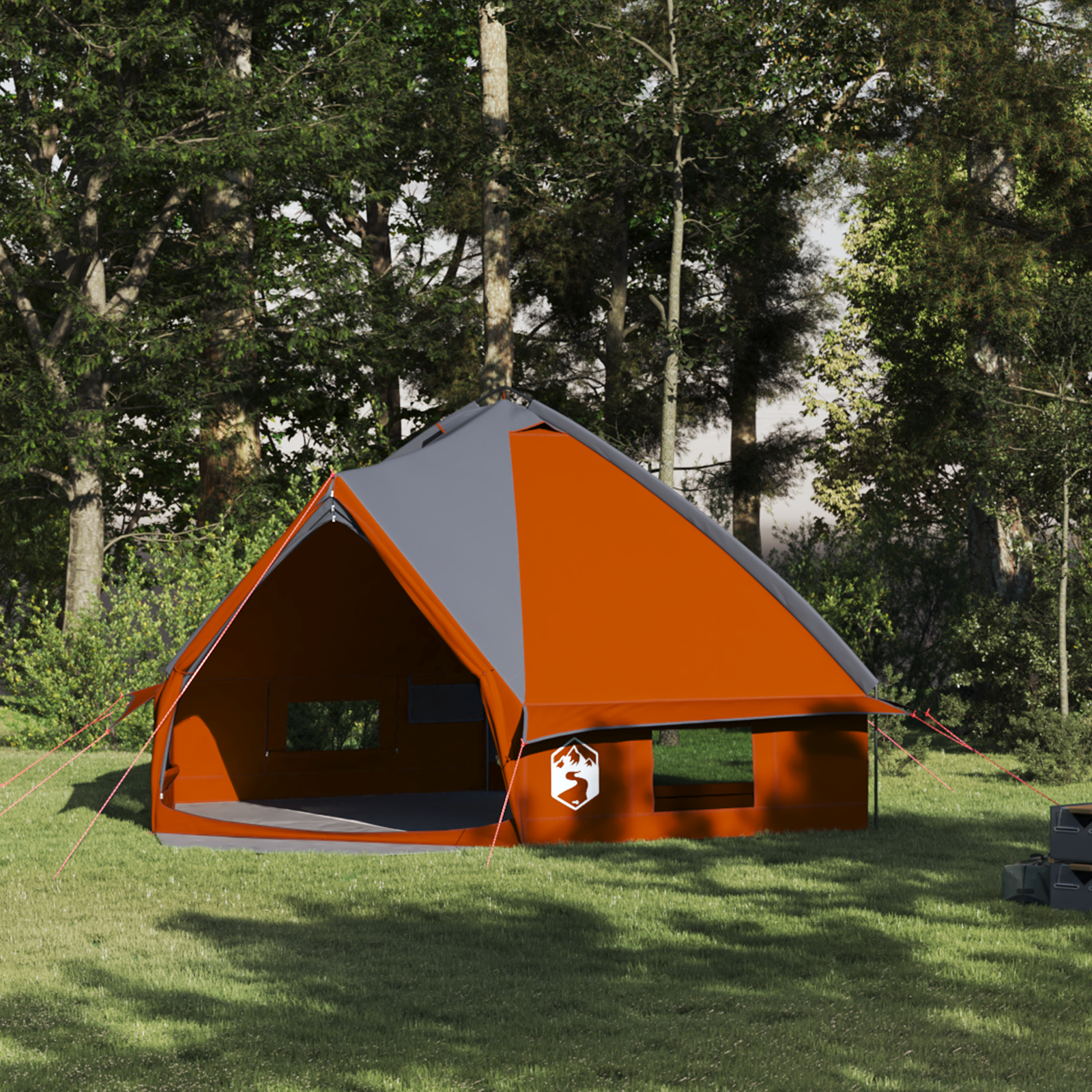 Teepee palapinė su stogu Pilka ir oranžinė 490 x 410 x 210 cm