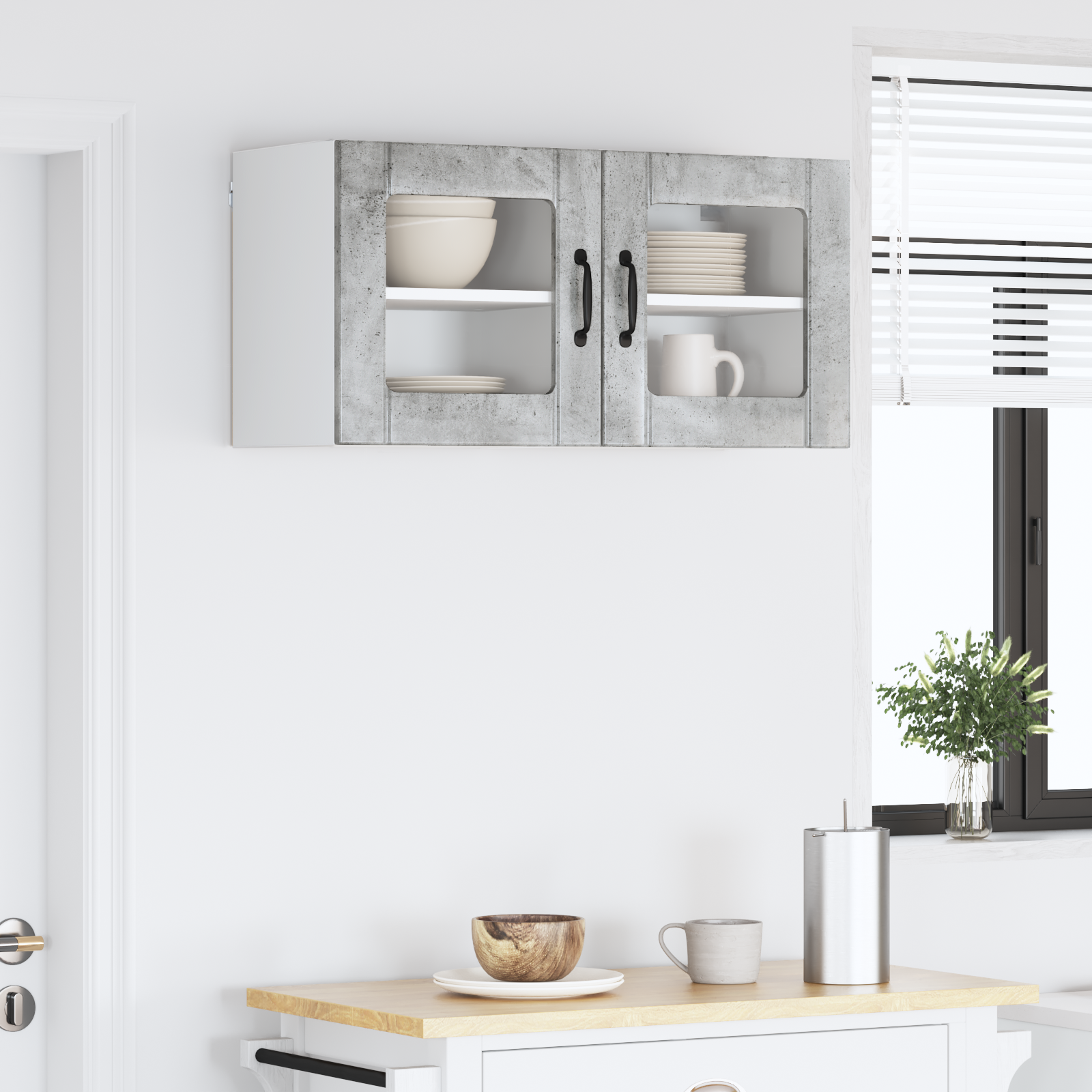 Virtuvės sieninė spintelė 2 pcs Betono pilka 40 x 31 x 40 cm