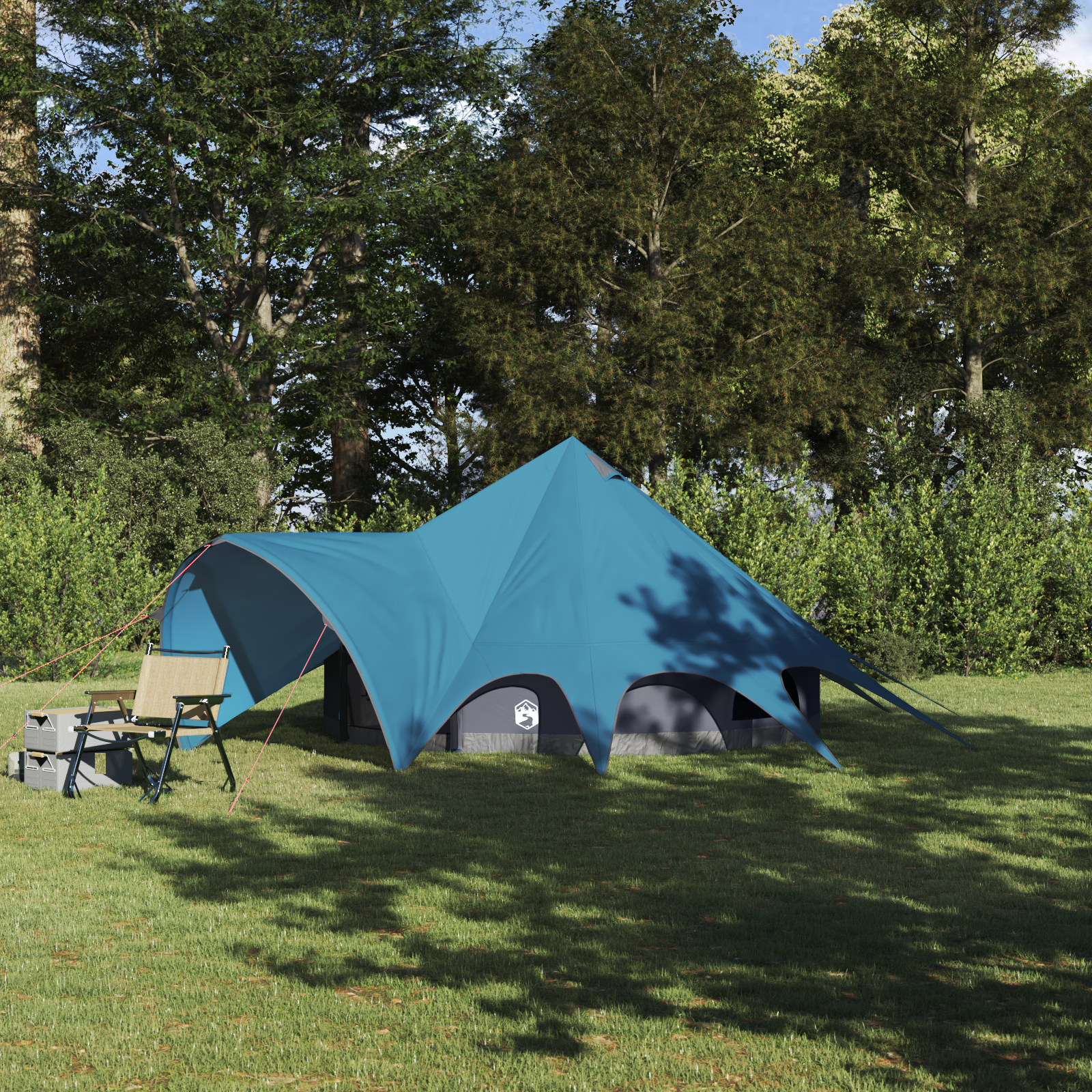 Tipi telts ar jumtu Zila un Pelēka 600 x 600 x 347 cm
