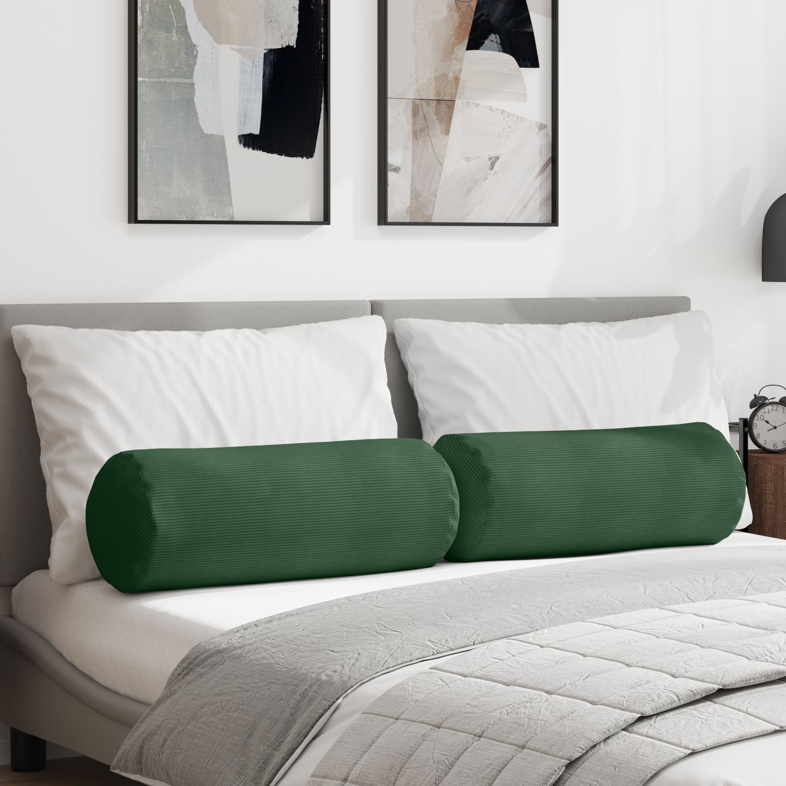 Pagalvės 2 pcs Tamsiai žalia Ø 25 x 70 cm Kordūrinis audinys